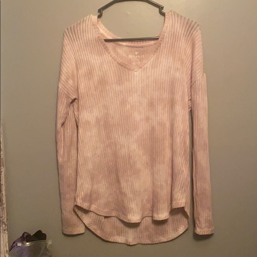 Fitted pink ribbed long sleeve